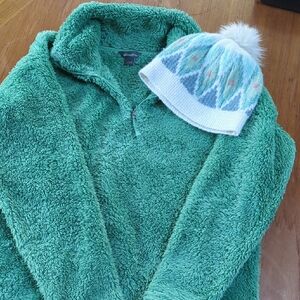 Eddie Bauer Teal Plush 1/4 Zip Fleece Pullover